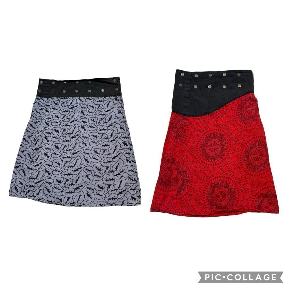 Rare Ladies‎ Balitoko Brand Snap Button Reversible Wrap Skirt Size Small/Medium